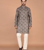 Men's  paisley print cotton kurta