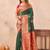 Sea green soft silk blend banarasi jacuard work designer party wear saree with unstitched blouse piece