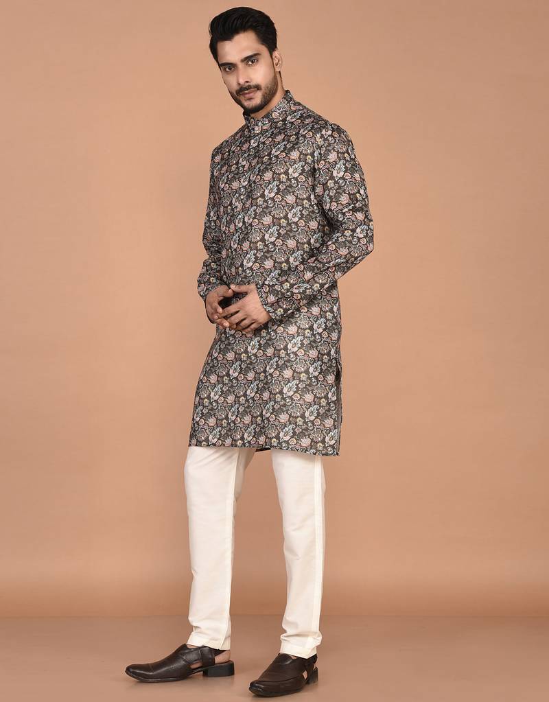 Men's  paisley print cotton kurta