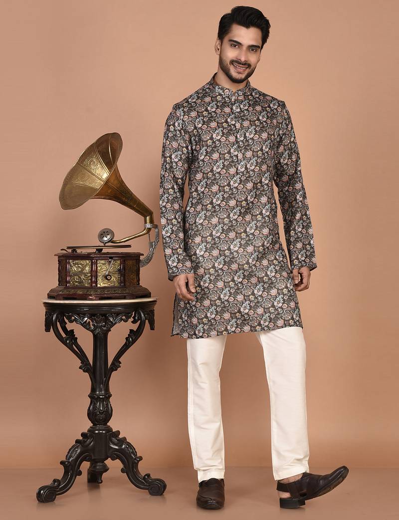Men's  paisley print cotton kurta