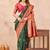 Sea green soft silk blend banarasi jacuard work designer party wear saree with unstitched blouse piece