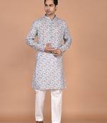 Men's  paisley print cotton kurta