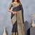 Black soft silk blend banarasi jacuard work designer party wear saree with unstitched blouse piece