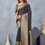 Black soft silk blend banarasi jacuard work designer party wear saree with unstitched blouse piece