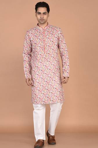 Men's  paisley print cotton kurta