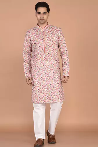 Men's  paisley print cotton kurta