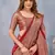 Maroon silk blend banarasi saree with unstitched blouse piece