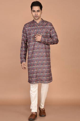 Men's traditional patola printed cotton kurta