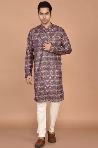 Men's traditional patola printed cotton kurta