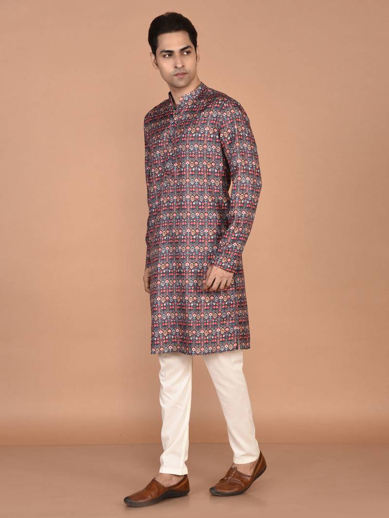 Men's traditional patola printed cotton kurta
