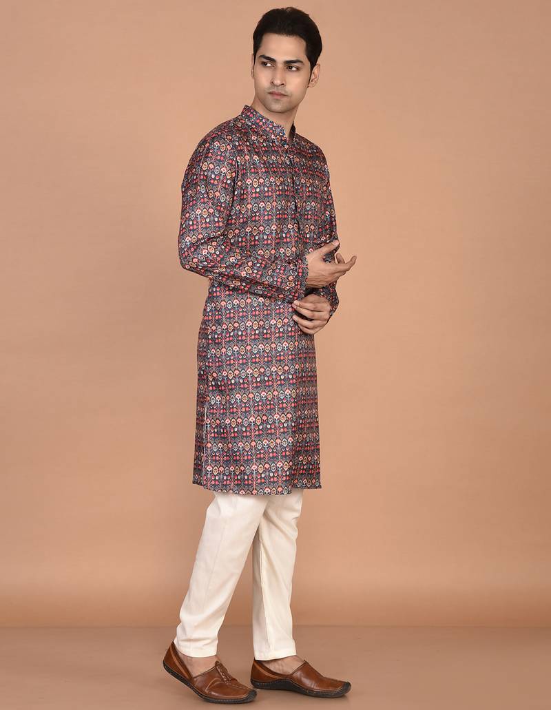 Men's traditional patola printed cotton kurta