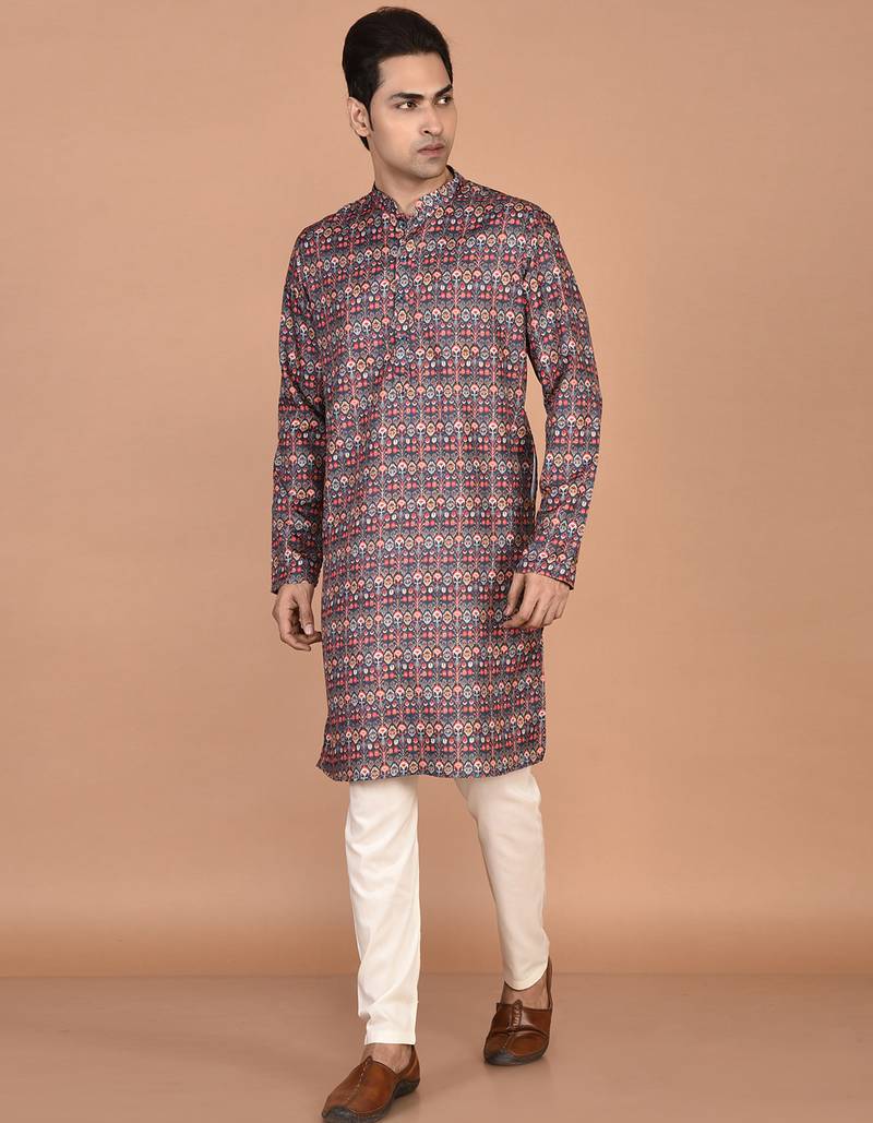 Men's traditional patola printed cotton kurta