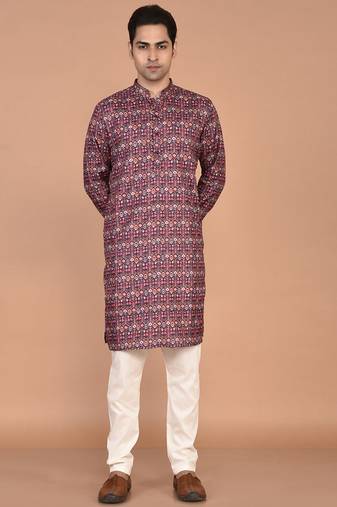 Men's traditional patola printed cotton kurta