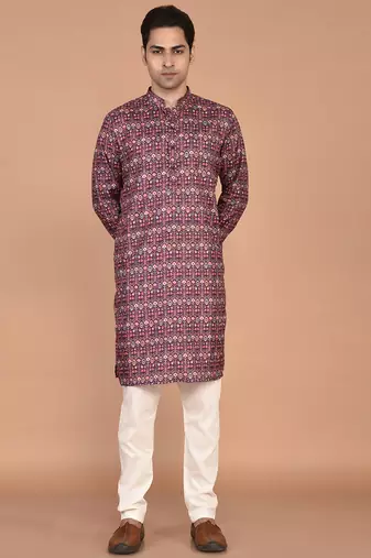 Men's traditional patola printed cotton kurta