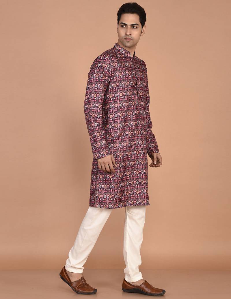 Men's traditional patola printed cotton kurta
