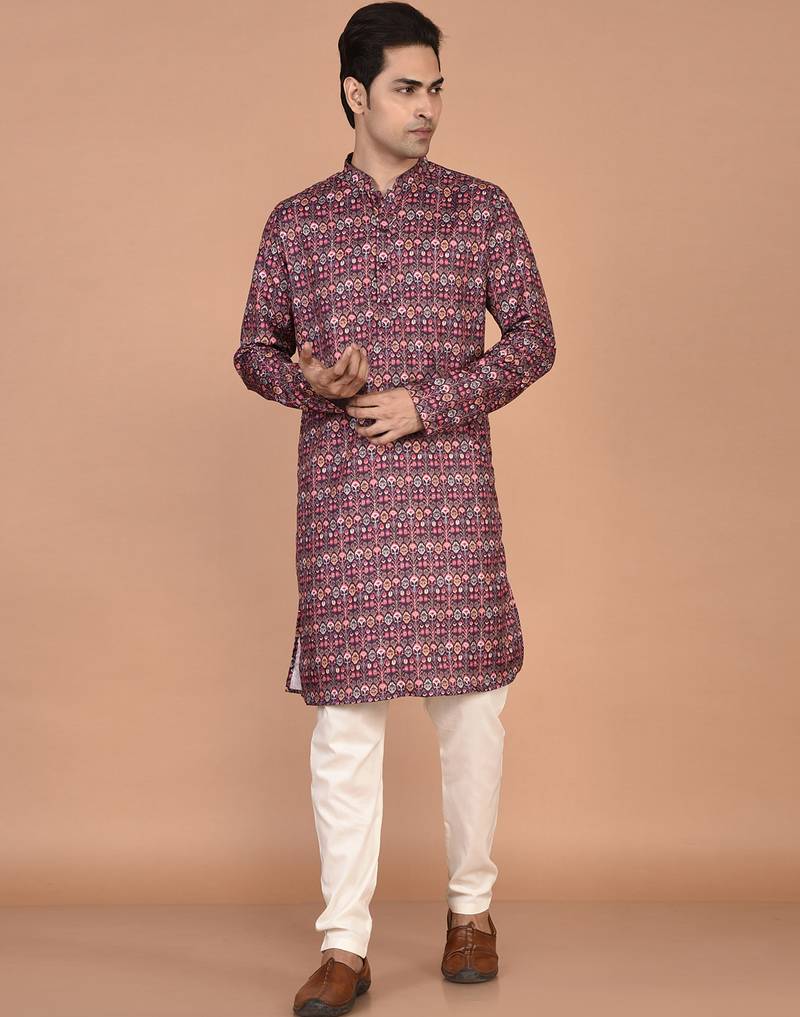 Men's traditional patola printed cotton kurta