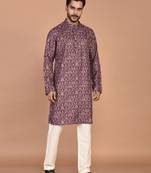 Men's floral printed cotton straight  kurta