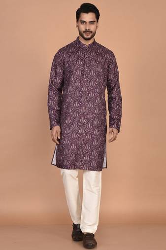 Men's  paisley print cotton kurta