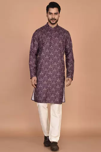 Men's  paisley print cotton kurta