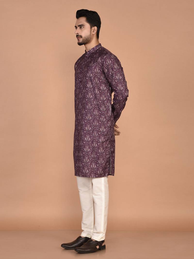 Men's  paisley print cotton kurta