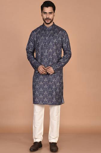 Men's  paisley print cotton kurta