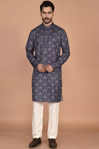 Men's  paisley print cotton kurta