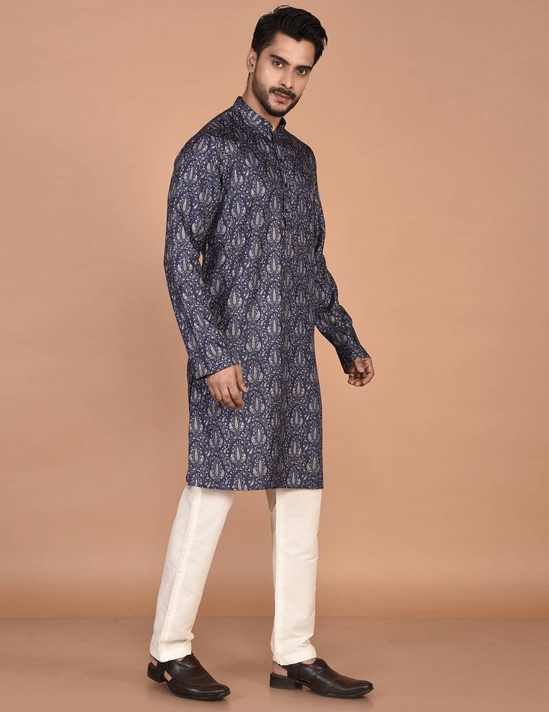 Men's  paisley print cotton kurta