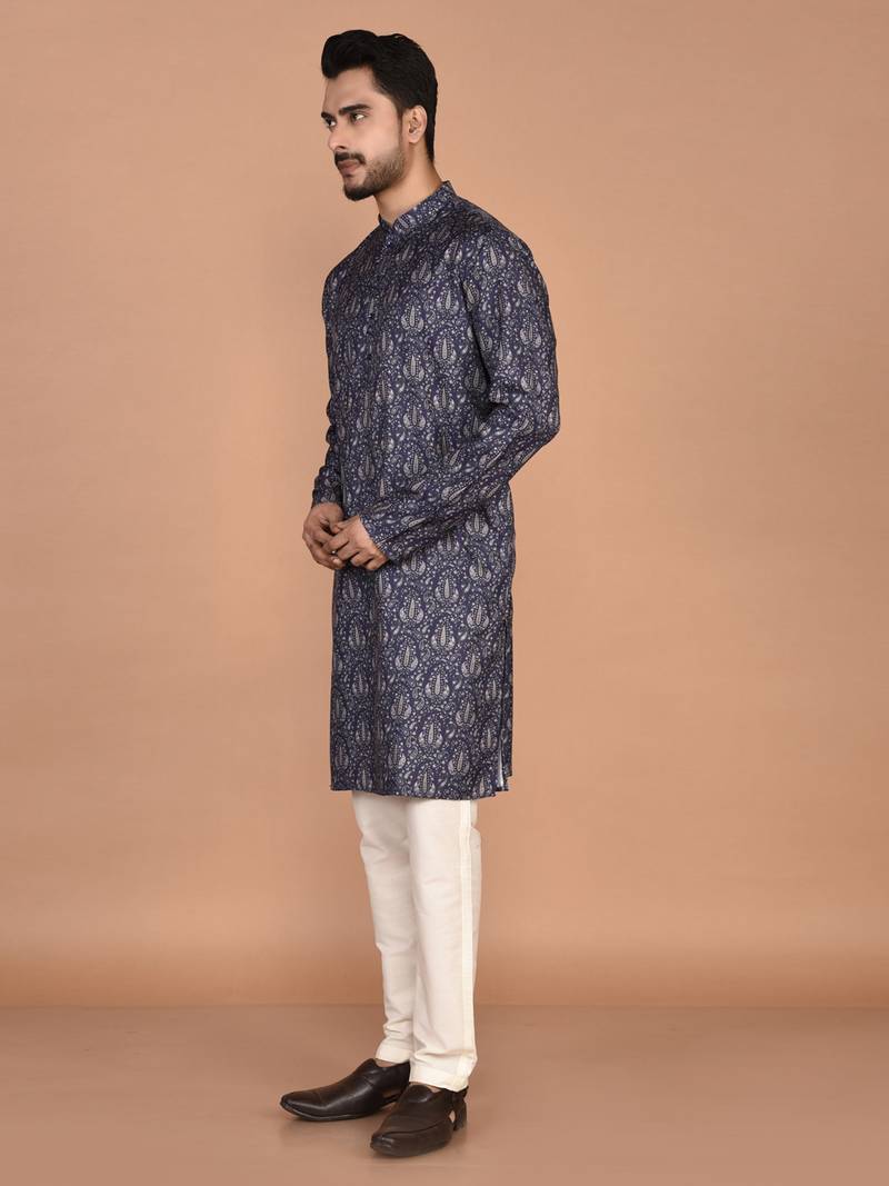 Men's  paisley print cotton kurta