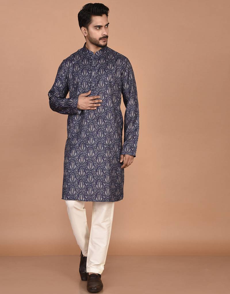 Men's  paisley print cotton kurta