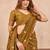 Mustard linen designer party wear festive saree with unstitched blouse piece