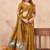 Mustard linen designer party wear festive saree with unstitched blouse piece
