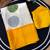 Yellow printed satin border saree with unstitched blouse
