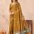 Mustard linen designer party wear festive saree with unstitched blouse piece
