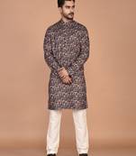 Men's floral printed cotton straight  kurta