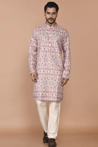 Men's cotton straight printed kurta