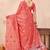 Peach linen designer party wear festive saree with unstitched blouse piece