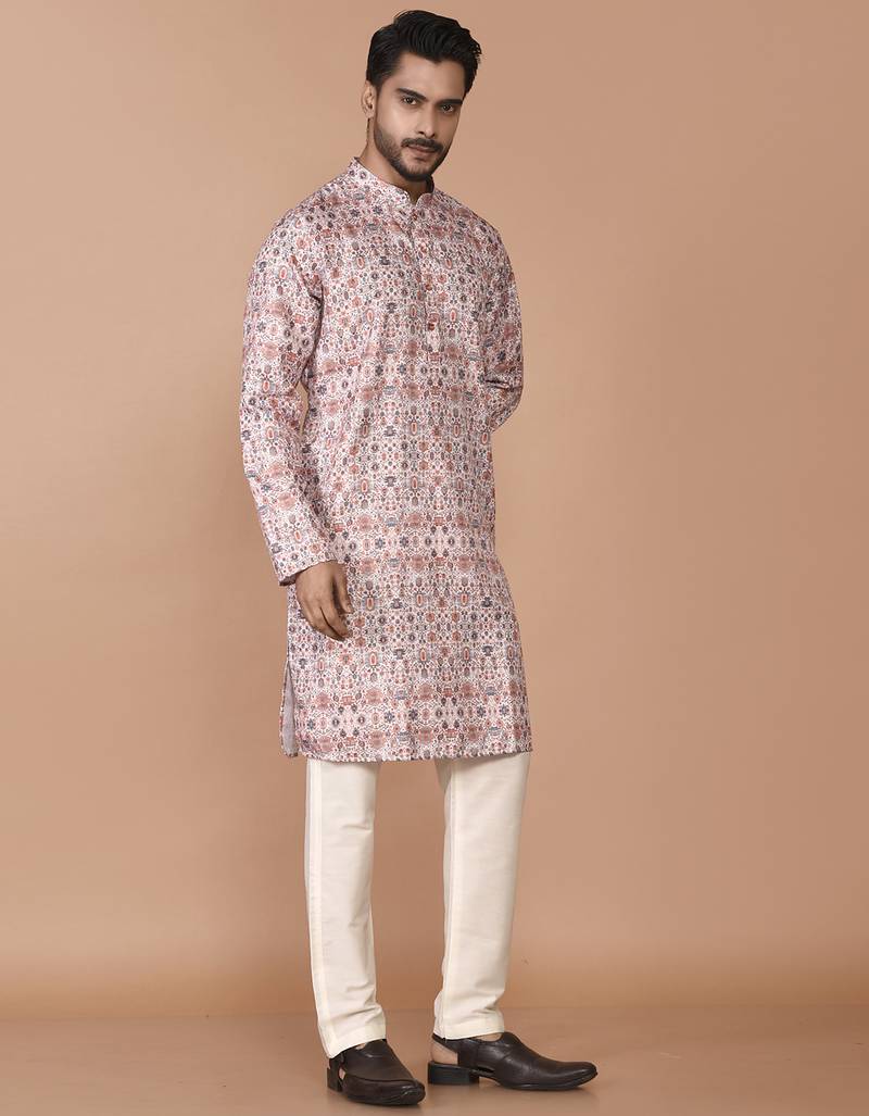 Men's cotton straight printed kurta