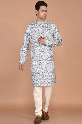 Men's cotton straight printed kurta