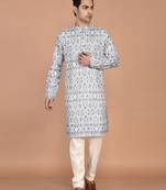 Men's cotton straight printed kurta