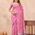 Pink linen designer party wear festive saree with unstitched blouse piece