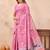 Pink linen designer party wear festive saree with unstitched blouse piece