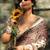 Crem Color Printed And Mirror Work Silk Blend Saree