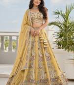 Elegant Pastel Georgette Lehenga Set with Multicolor Thread Embroidery & Sequins