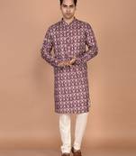 Men's floral printed cotton straight  kurta