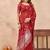 Red linen designer party wear festive saree with unstitched blouse piece