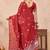 Red linen designer party wear festive saree with unstitched blouse piece