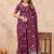 Wine linen designer party wear festive saree with unstitched blouse piece