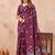 Wine linen designer party wear festive saree with unstitched blouse piece