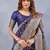 Blue silk blend banarasi saree with unstitched blouse piece