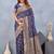 Blue soft silk blend banarasi jacuard work designer party wear saree with unstitched blouse piece